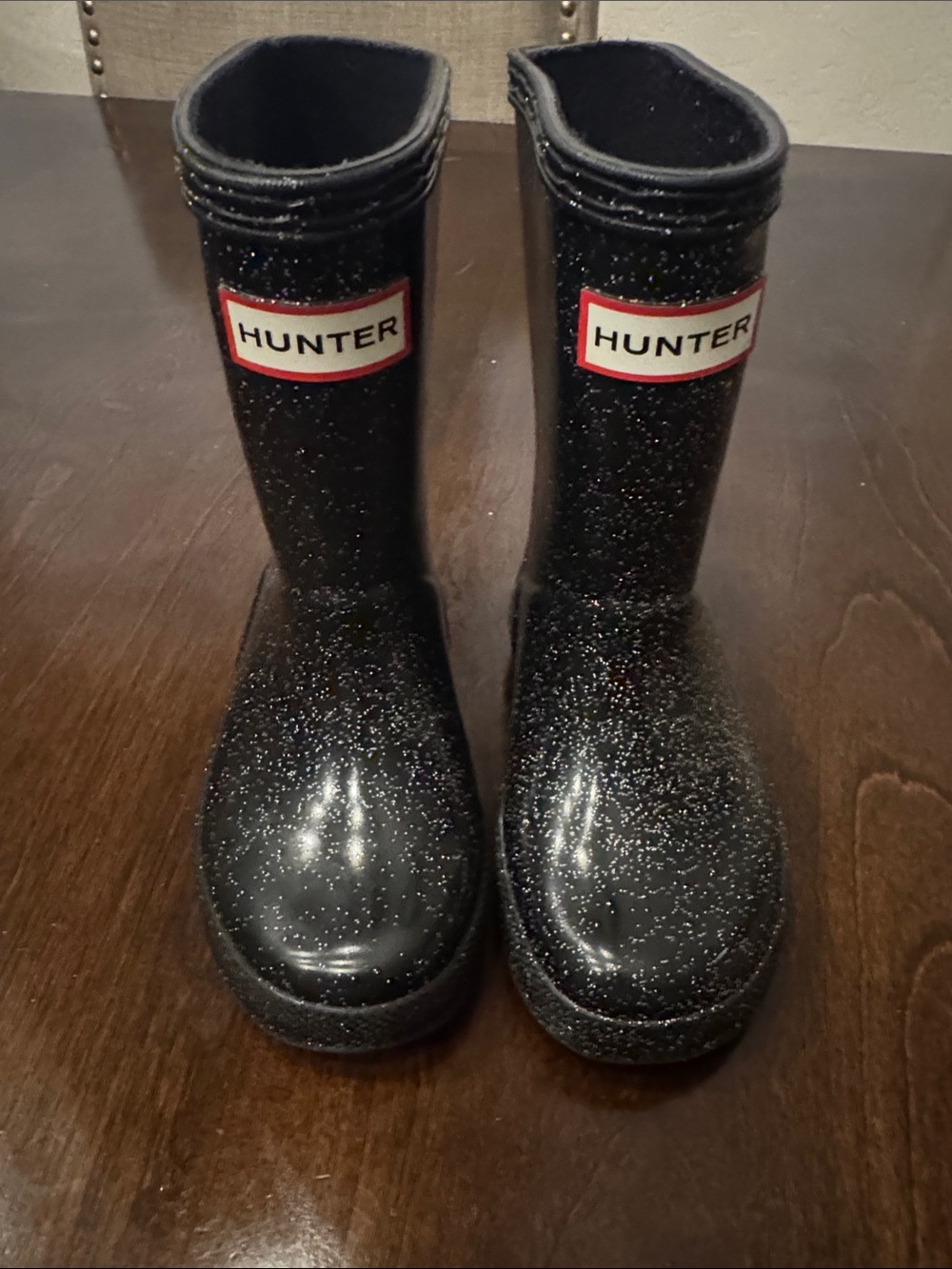 Hunter Kids Black Glitter Rain Boots
